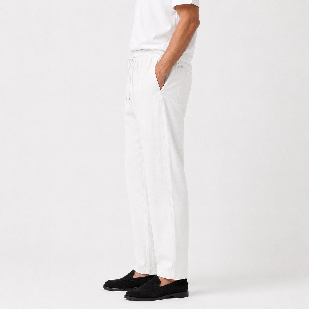 Men Linen Trousers - White