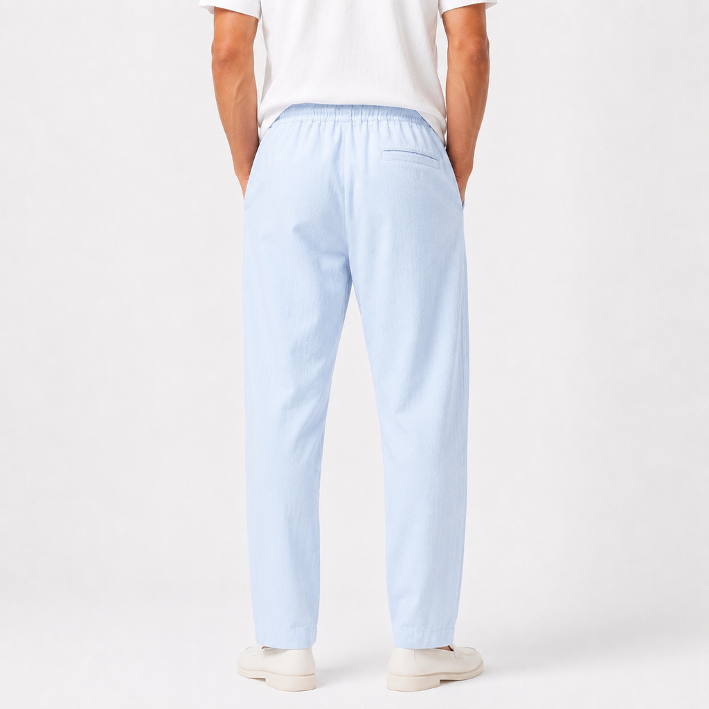 Men Linen Trousers - Sky Blue