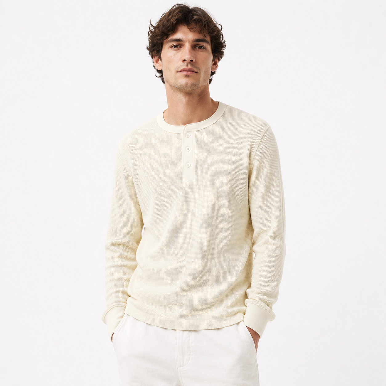 Buttoned Waffle Knit
