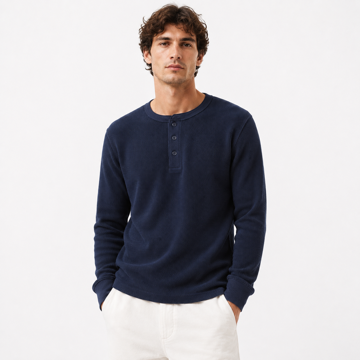 Buttoned Waffle Knit