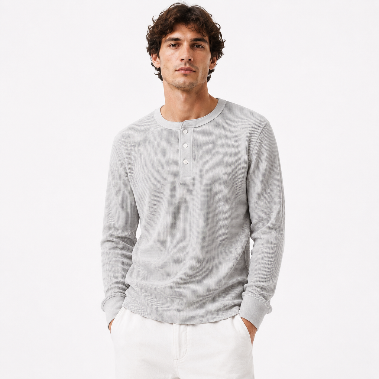 Buttoned Waffle Knit