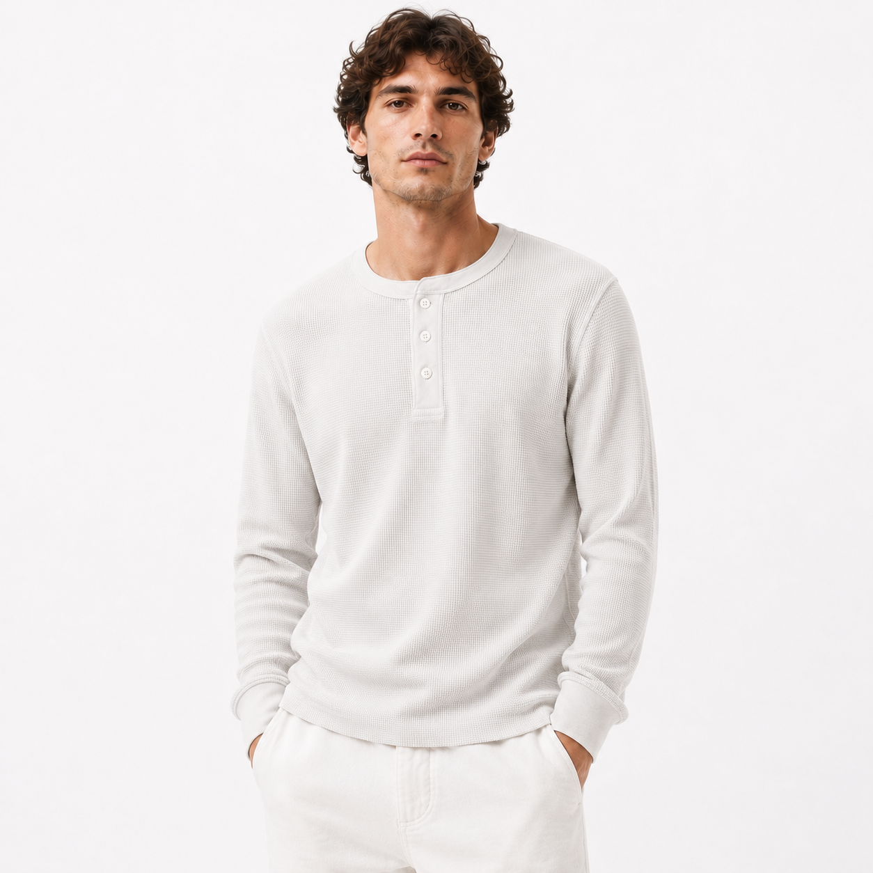 Buttoned Waffle Knit