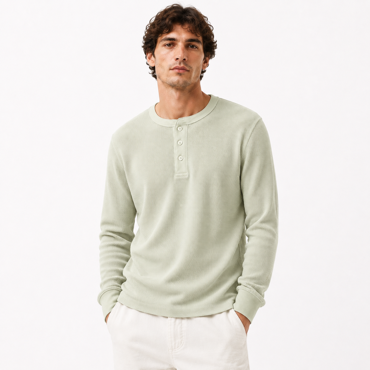 Buttoned Waffle Knit