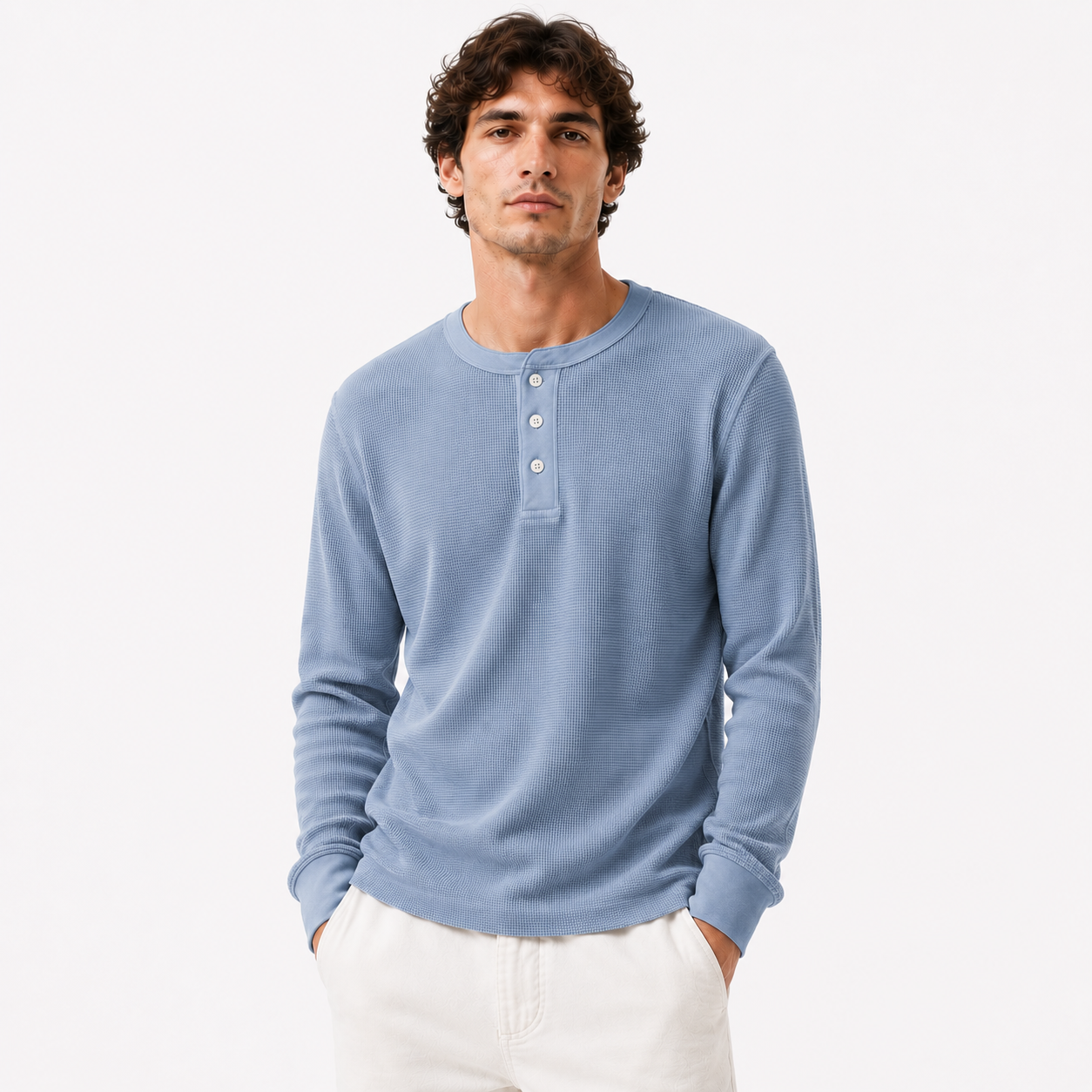 Buttoned Waffle Knit