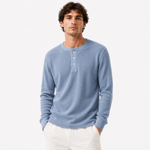 Buttoned Waffle Knit