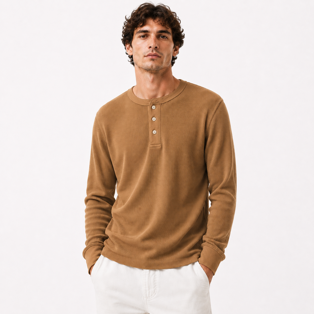 Buttoned Waffle Knit