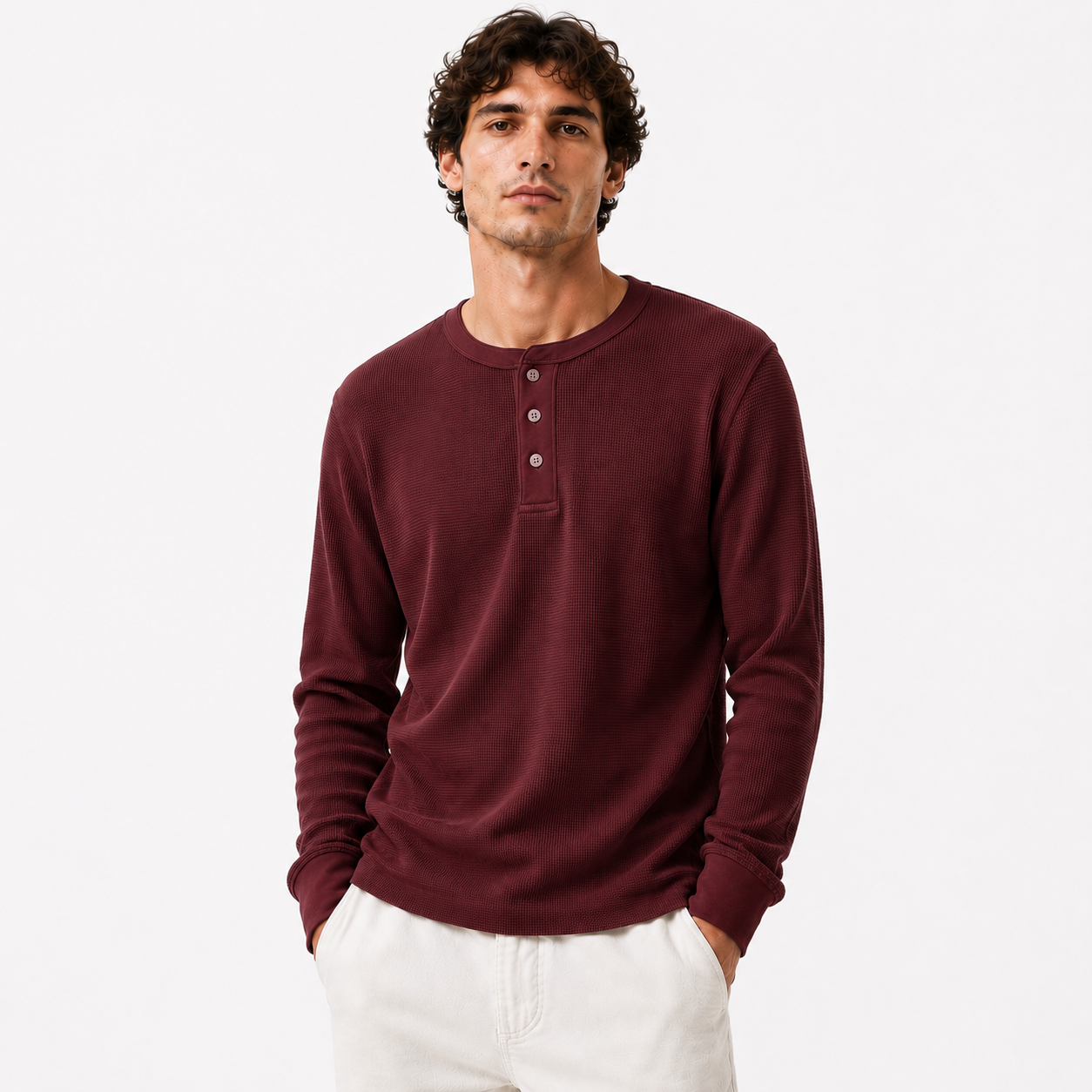 Buttoned Waffle Knit