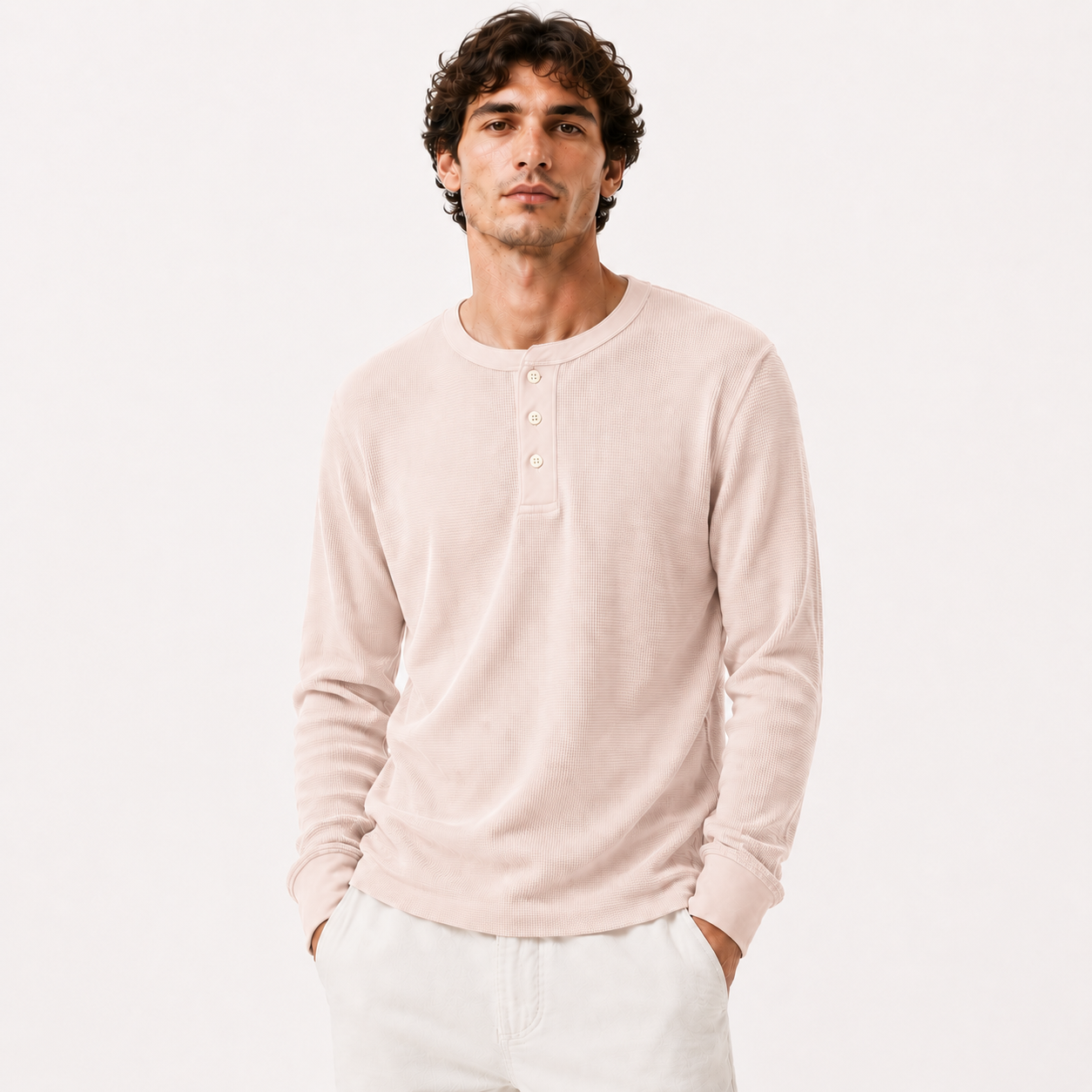 Buttoned Waffle Knit