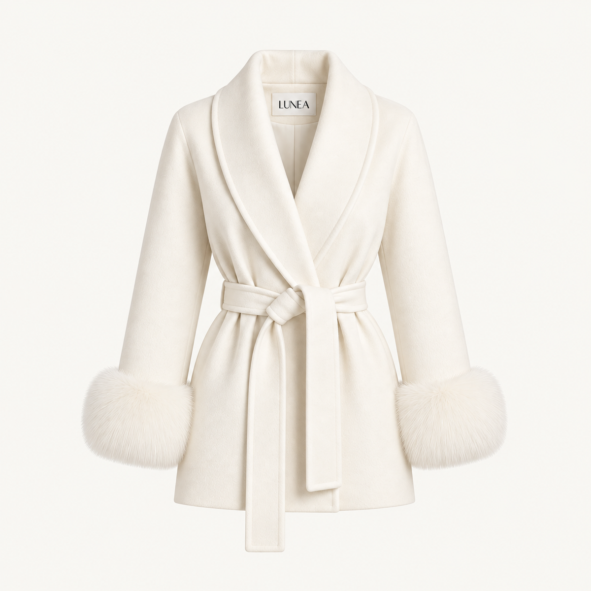 Alissa - White Fur Sleeved Wool Coat
