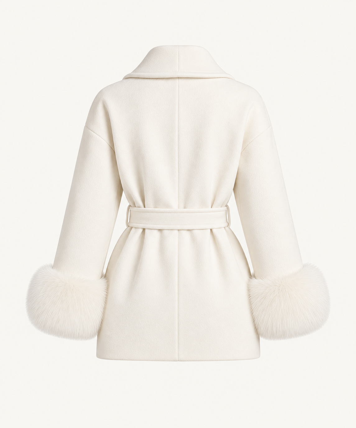 Alissa - White Fur Sleeved Wool Coat