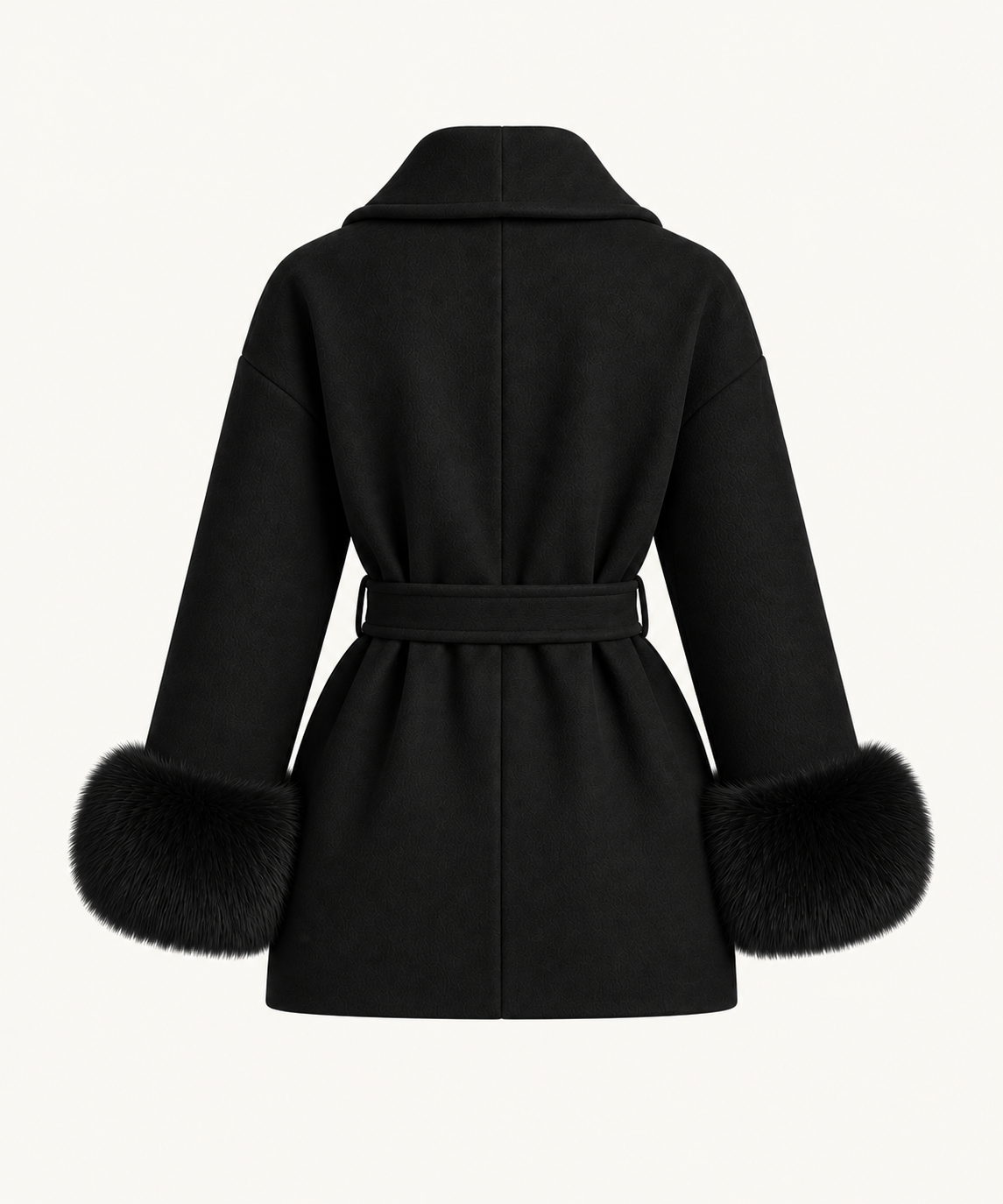 Silvia - Black Fur Sleeved Wool Coat
