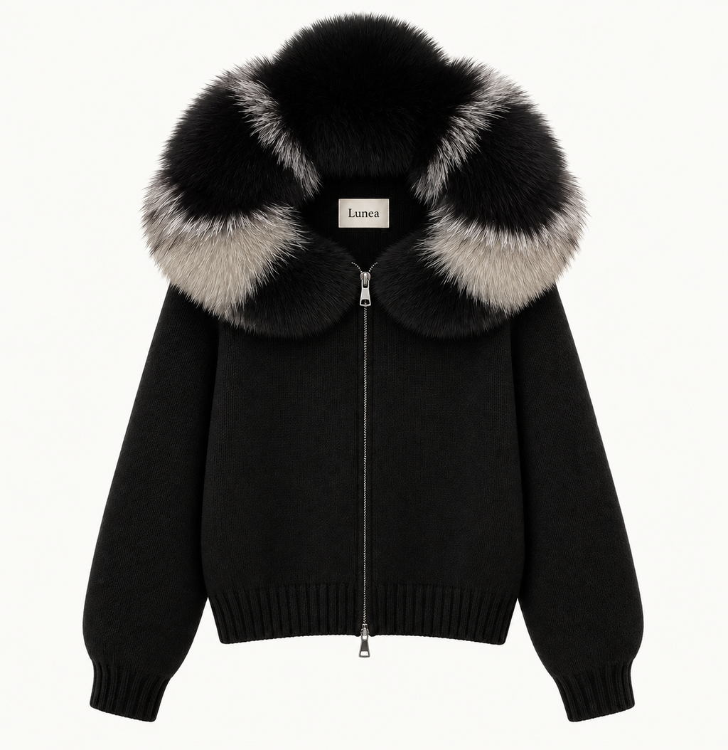 Odette - Hooded Fox Fur Collar Jacket