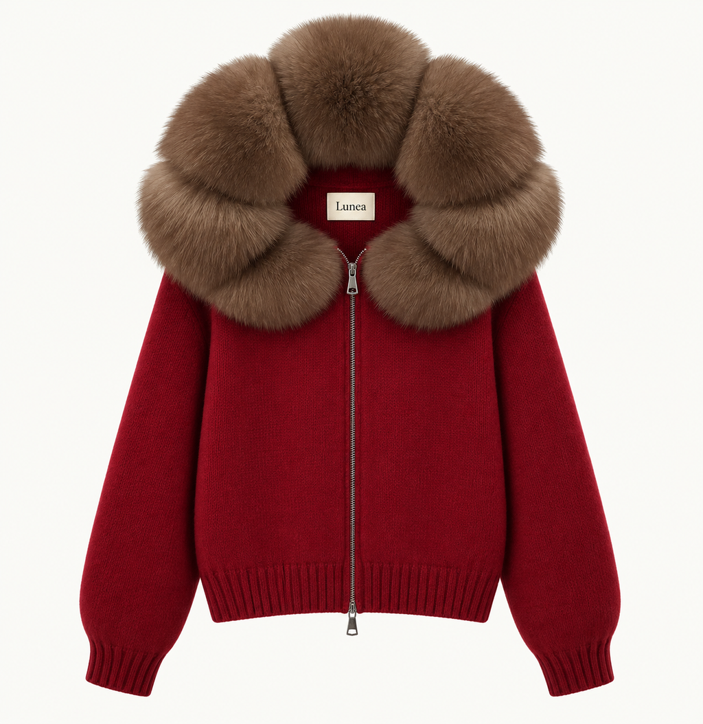 Odette - Hooded Fox Fur Collar Jacket