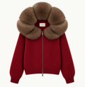 Odette - Hooded Fox Fur Collar Jacket