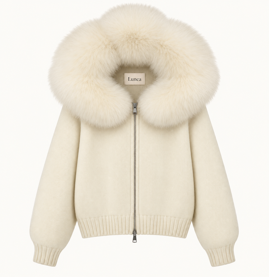 Odette - Hooded Fox Fur Collar Jacket