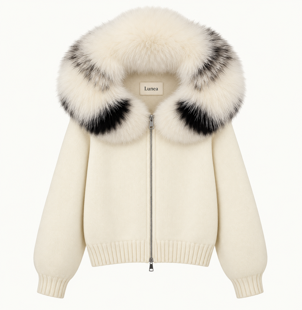 Odette - Hooded Fox Fur Collar Jacket