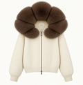 Odette - Hooded Fox Fur Collar Jacket