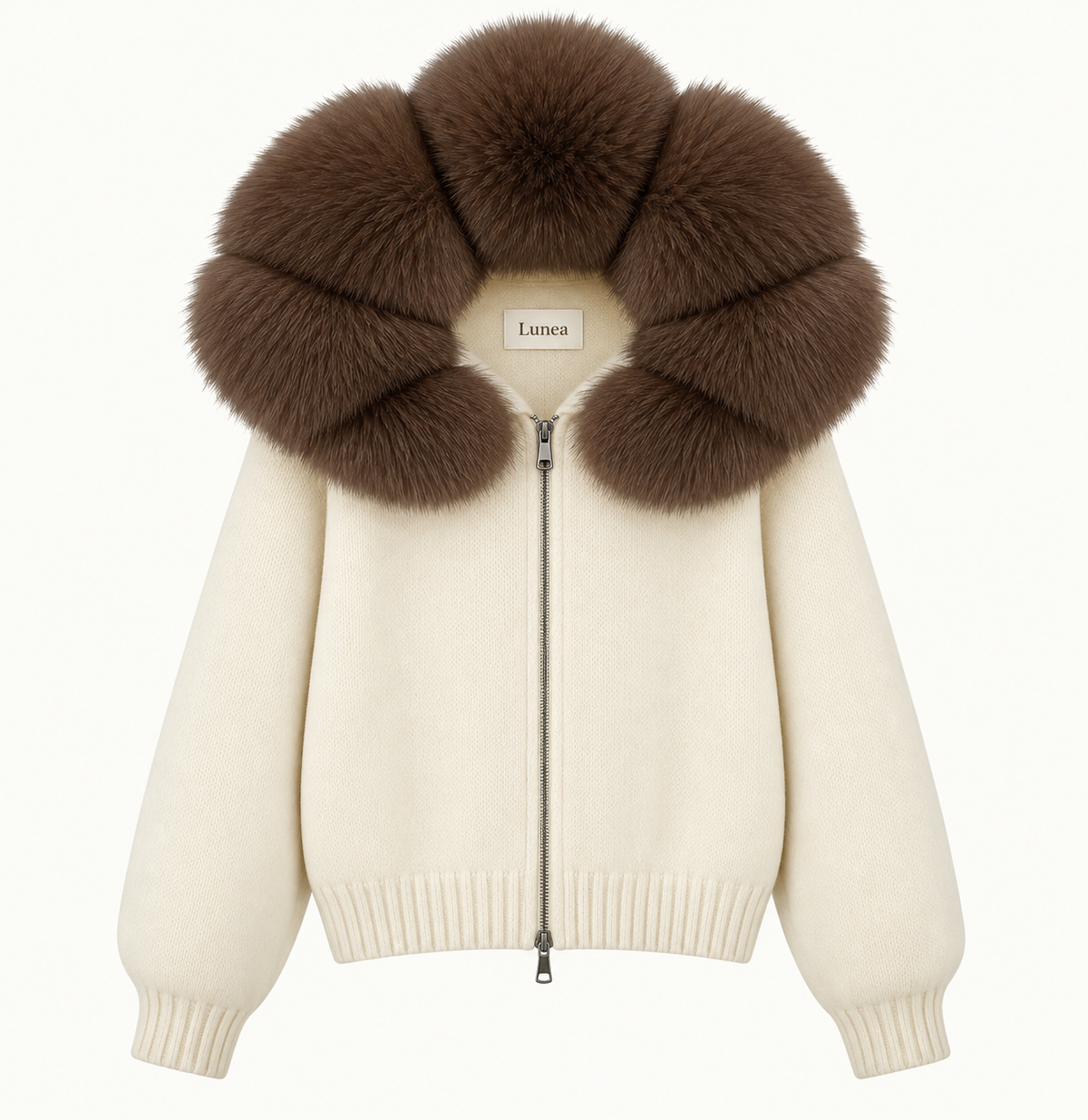 Odette - Hooded Fox Fur Collar Jacket