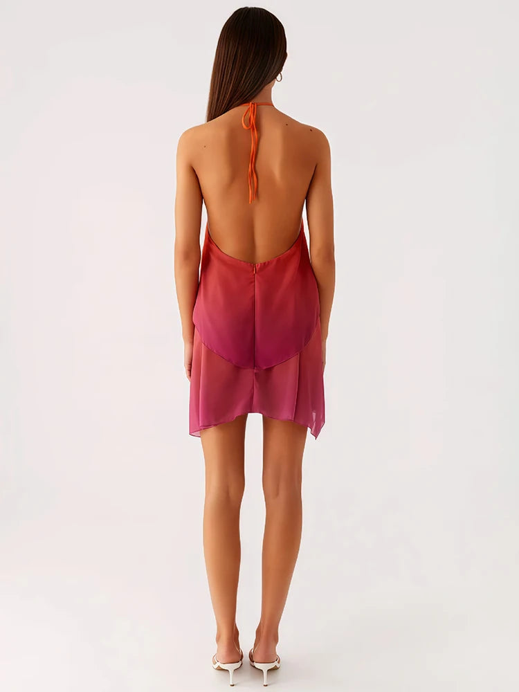 Backless Gradient Dress