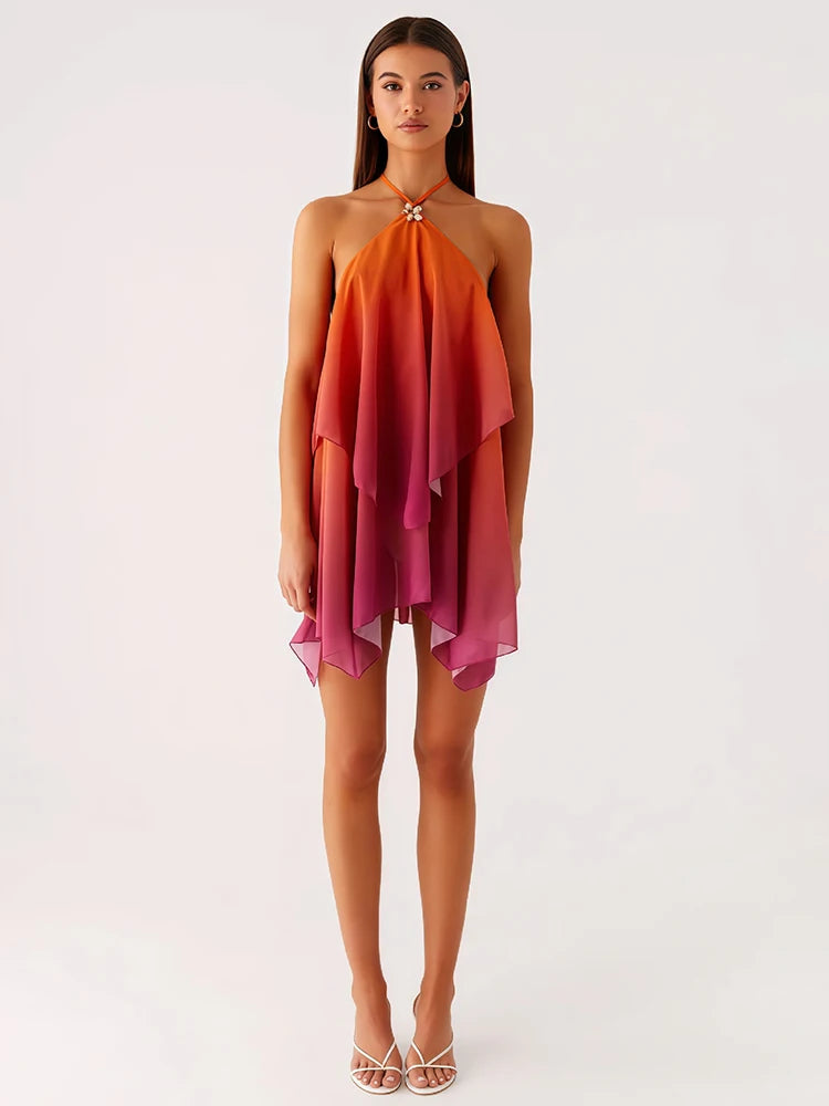 Backless Gradient Dress