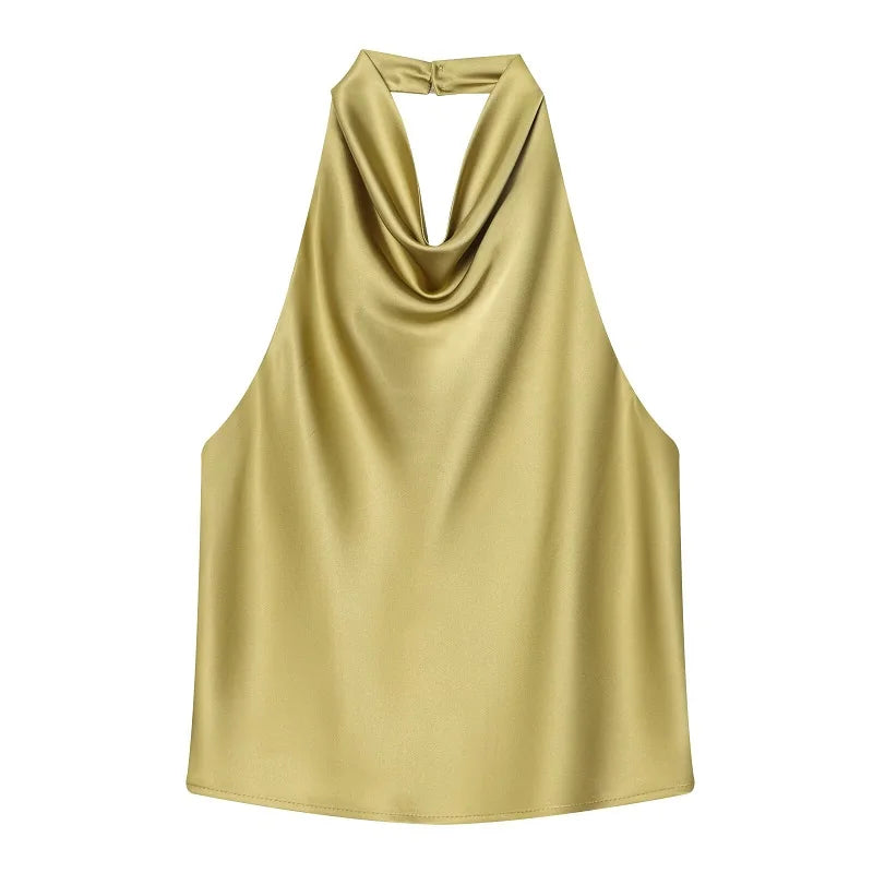 Satin Open Back Top