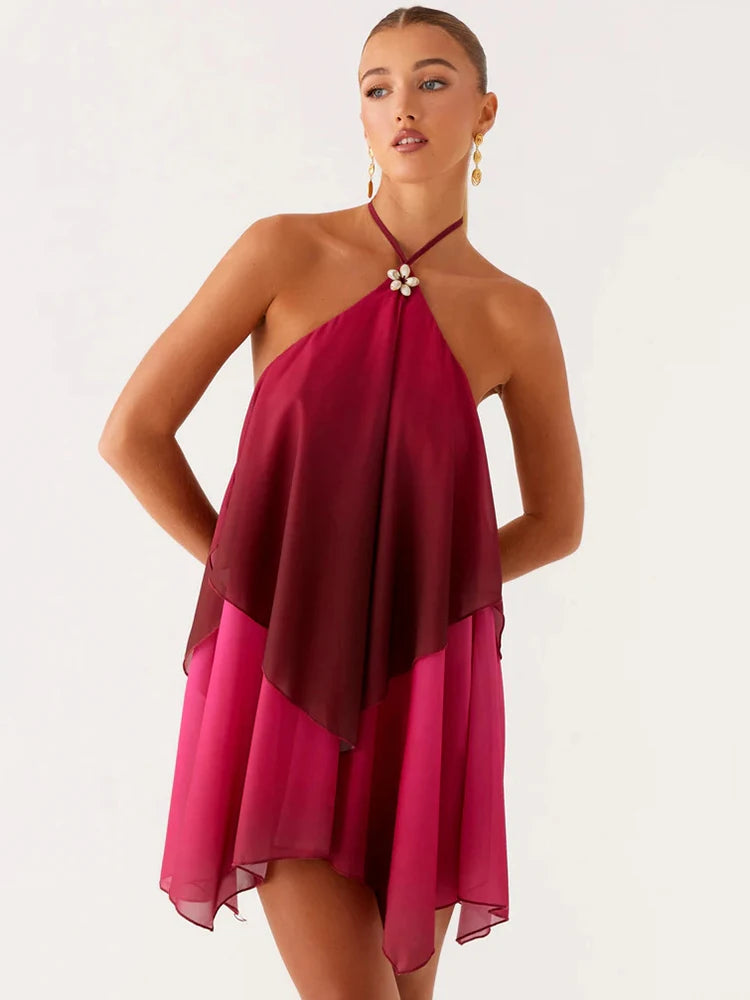Backless Gradient Dress