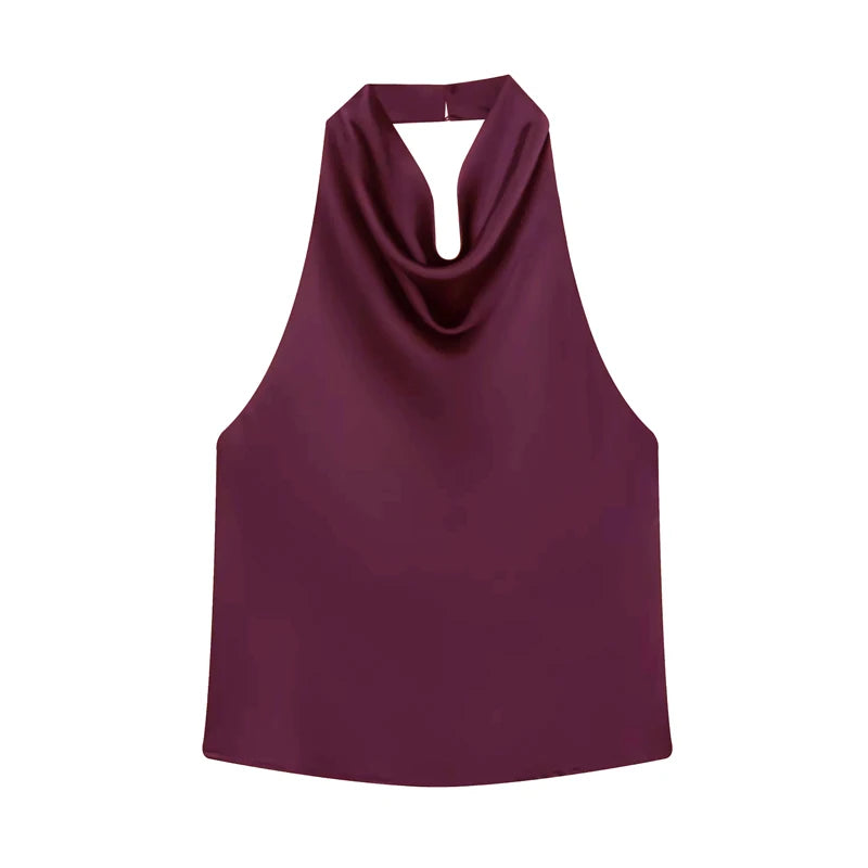 Satin Open Back Top