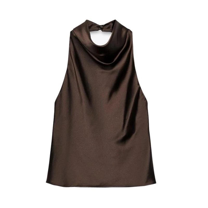 Satin Open Back Top