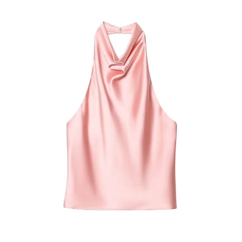 Satin Open Back Top