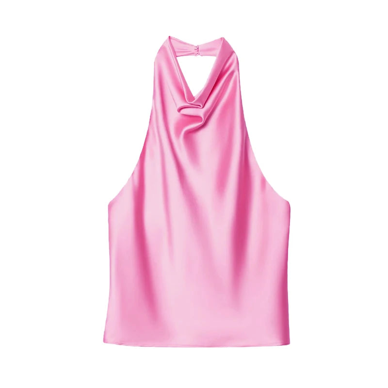 Satin Open Back Top